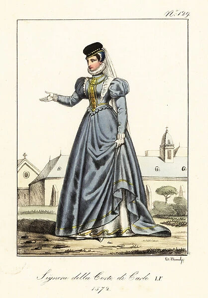 Noblewoman at the court of King Charles IX of France, 1572. 1825 (lithograph)