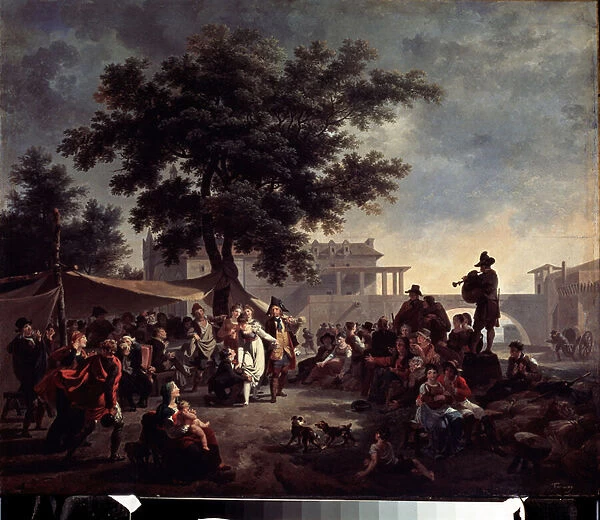 Noce rustique a la campagne (Rustic Country Wedding). Peinture de Nicolas Antoine Taunay (1755-1830). Huile sur bois, 41 x 56 cm. Art francais du 18 e siecle. Musee des beaux arts Pouchkin, Moscou