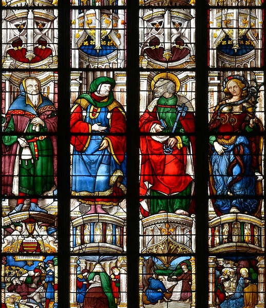 Noe, Ezechiel, Saint Peter, the Sibyl of the Erythree - Stained glass in the chapel of