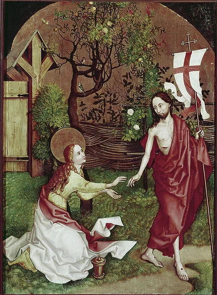 Noli me Tangere. Painting by Martin Schongauer (1453-1491), tempera on wood