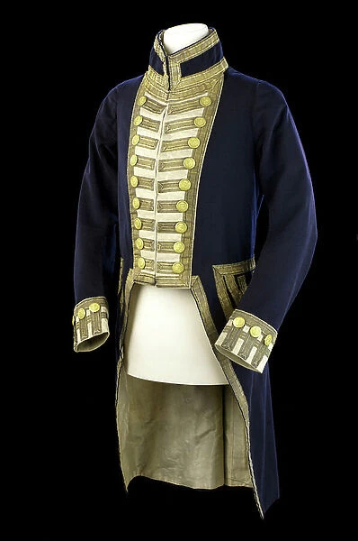Non-regulatory Royal Navy coat, a typical example of a garment worn with a uniform, 18th century (linen and cotton)
