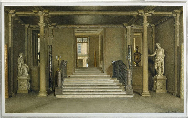 North Entrance Hall at Chatsworth House (w  /  c on paper)