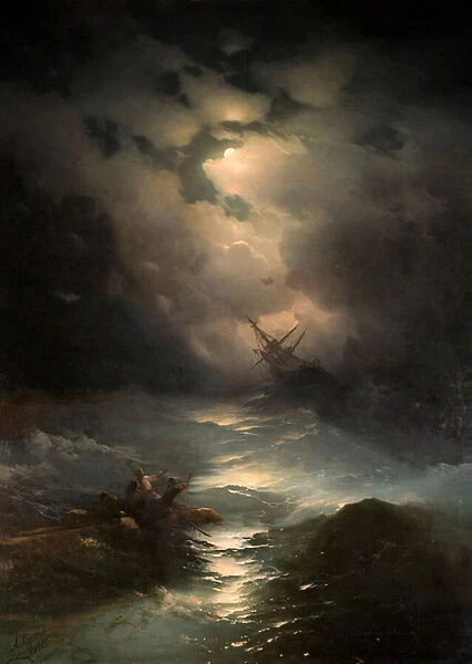 North Sea Storm par Aivazovsky, Ivan Konstantinovich (1817-1900), 1865 - Oil on canvas, 267x196 - I. Ayvasovsky National Art Gallery, Feodosiya
