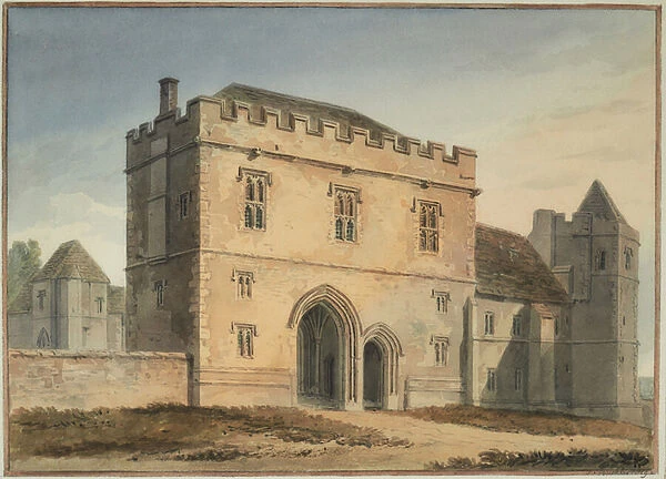 North view of the Great Gateway of the college at Maidstone, Kent, 1800-94 (Watercolour)