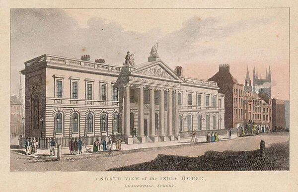 A north view of India House, Leadenhall Street (coloured engraving)