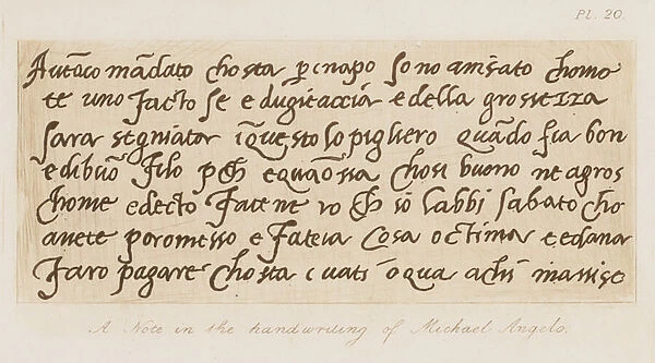 A note in the handwriting of Michelangelo (etching)