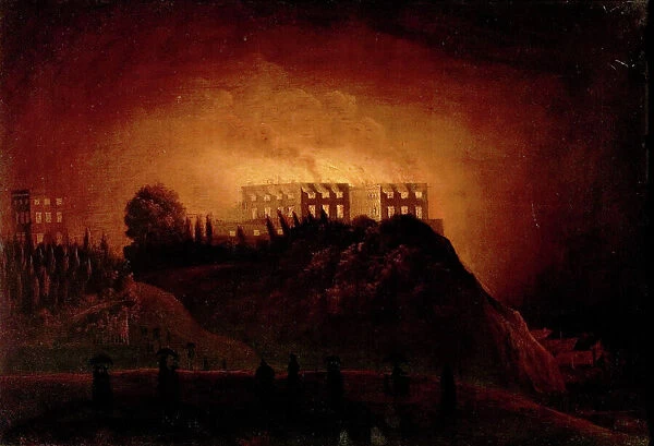 Nottingham Castle on Fire, 10 October 1831, mid-19th century (oil on canvas)