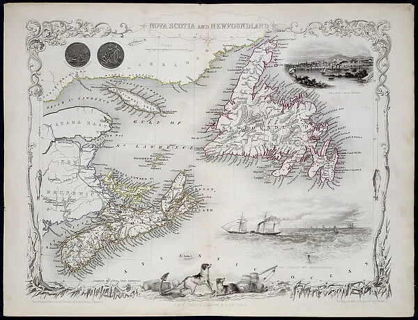 Nova Scotia and Newfoundland, from a Series of World Maps published by John Tallis & Co