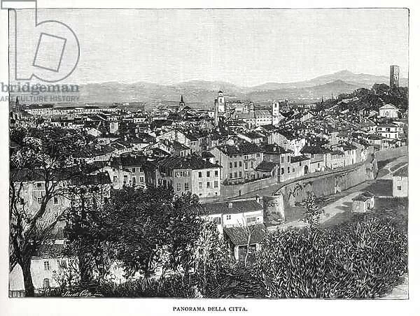 Novi Ligure -- Panorama of the city, 1899 (engraving)