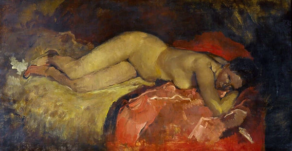 'Nu allonge'(Reclining nude) Peinture de George hendrik Breitner (1857-1923) - ca 1887 - Oil on canvas - Dim 134x224, 5 cm Gemeentemuseum Den Haag (La Haye) Pays Bas