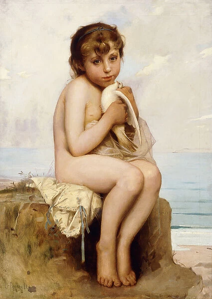 Nude Child with Dove, (oil on canvas)