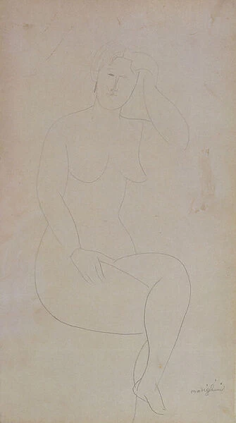 Nude Standing Girl (Legs Crossed) (pencil on paper)