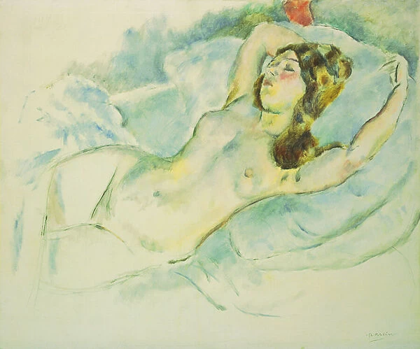 Nude Woman Reclining; Femme Nue Allongee, 1920-1925 (oil and charcoal on canvas)