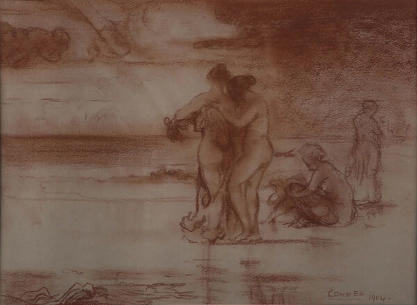 Nudes bathing, 1904 (red chalk on paper)