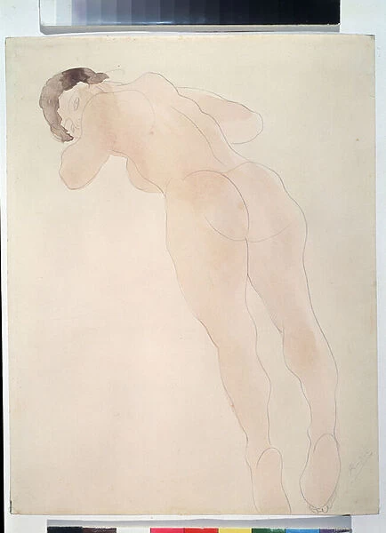 'Nu'(Nude) Femme nue couchee. Aquarelle d Auguste Rodin (1840-1917) 1900-1908 Musee Pouchkine, Moscou
