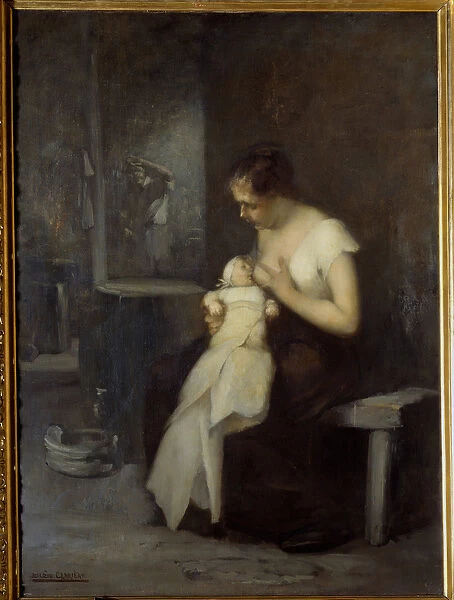 Nursing Woman Painting by Eugene Carriere (1849-1906) 1879 Sun