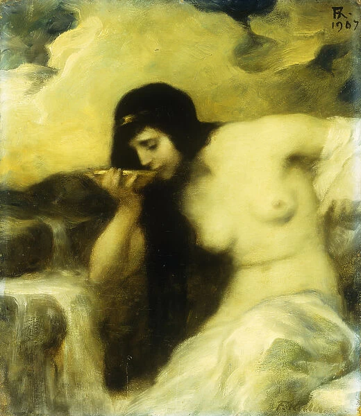 A Nymph Drinking at a Spring, 1907 (oil on canvas)