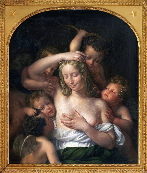 Nymph and Love. Painting by Jean Pierre Granger (1779-1840), oil on wood, 96