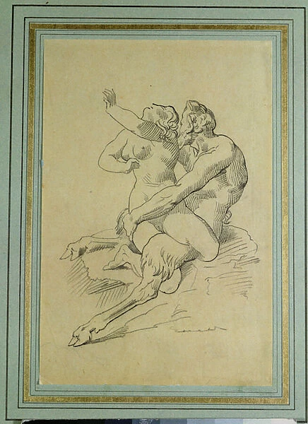 Nymph and Satyr (pencil on paper)