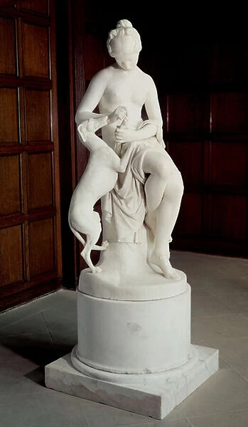 A Nymph taking a Thorn out of a Greyhounds Foot, 1848 (stone sculpture)