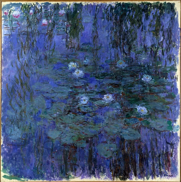 Nympheas bleu Painting by Claude Monet (1840-1926) 1916 Sun