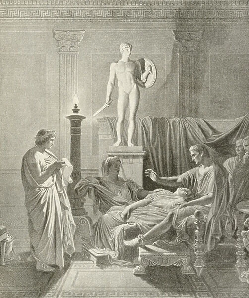 Octavia overcomme by Virgils verses (gravure)