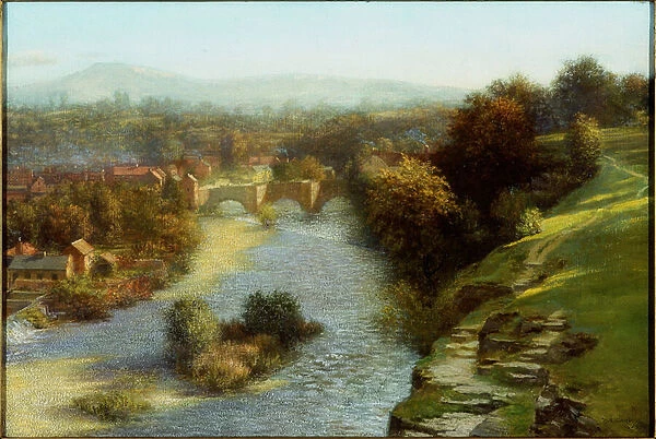 An October Flood, Ludlow, Shropshire, 1930 (oil on canvas)