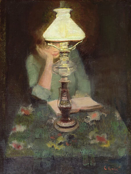 Oda with lamp (oil on canvas)