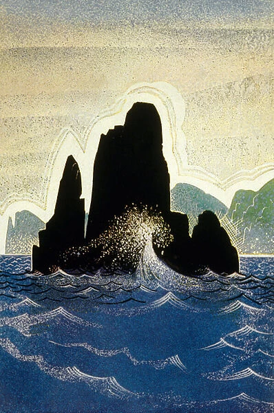 The Odyssey by Homer : the rock of Gortyne, engraved by Theo Schmied, 1930-33 (colour litho)