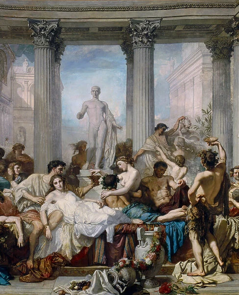 Detail of: The Romans of Decadence, Painting by Thomas Couture (1815-1879)