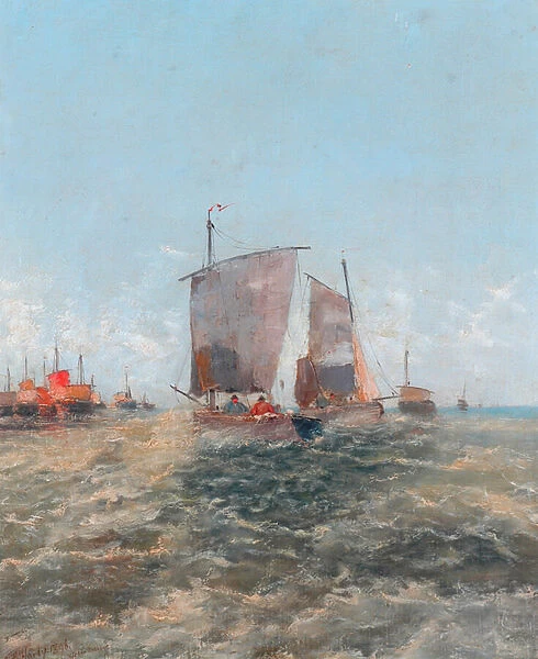 Off The Dutch Coast, 1896 (oil on board)
