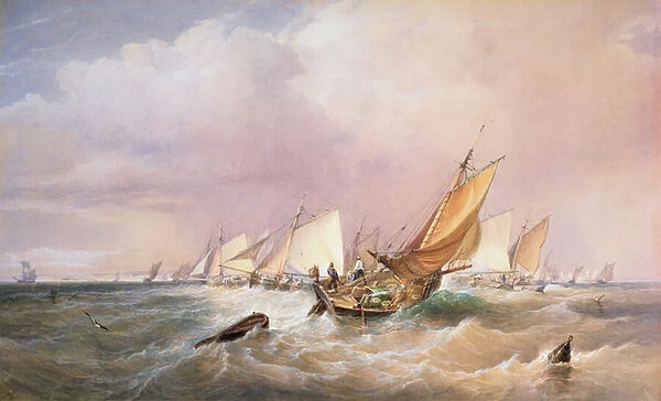Off the French Coast, 1837 (pencil, w  /  c & bodycolour on paper)