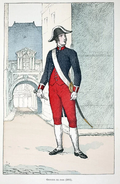 Officer of Peace (1802). Eau forte en couleurs, pour illustration '