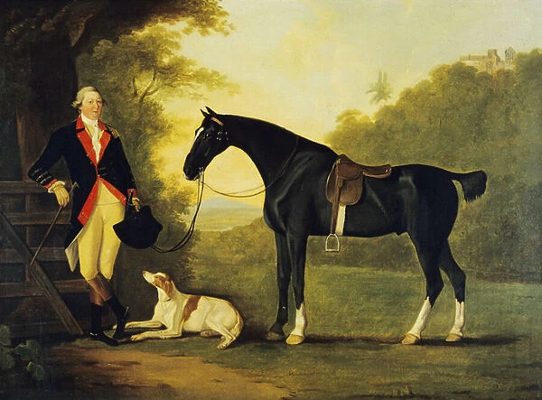 Officer of the Royal Horse Guards With His Charger and Dog, 1776 (oil on canvas)
