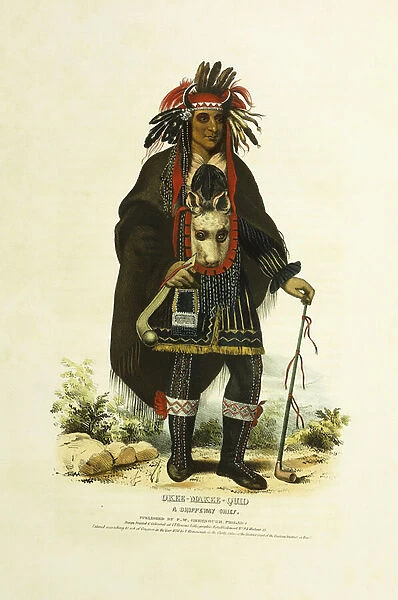 Okee-Makee-Quid, a Chippeway chief, 1842-1844 (colour lithograph)