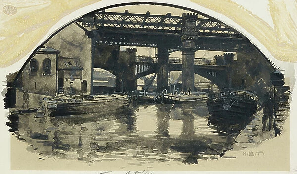 The Old Bridgewater Canal Terminus, Castlefield, 1893-94 (w / c pencil on paper)