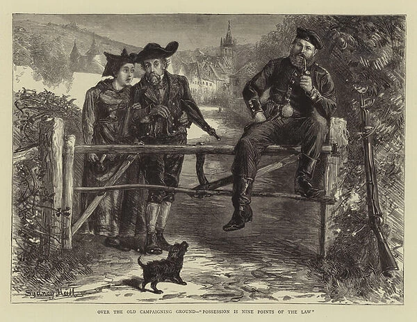 Over the Old Campaigning Ground, 'Possession is Nine Points of the Law'(engraving)