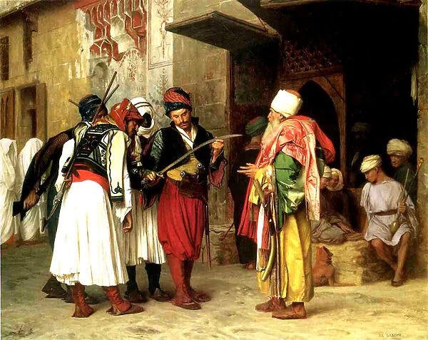 Old Clothes Merchant, Cairo, 1866 (oil on panel)