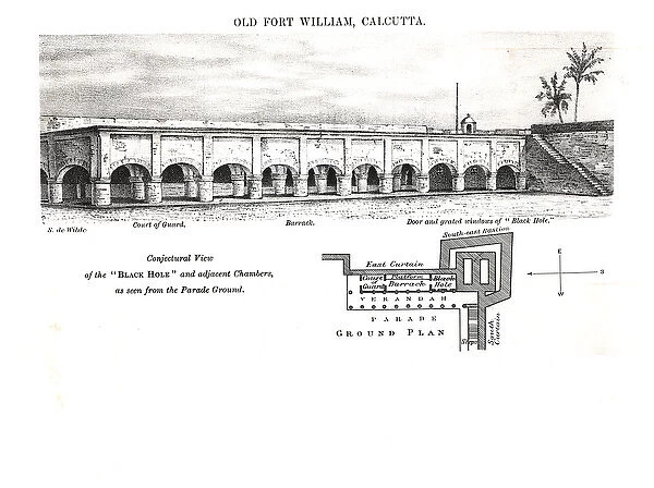 Old Fort William, Calcutta, with a Conjectural View of the Black Hole