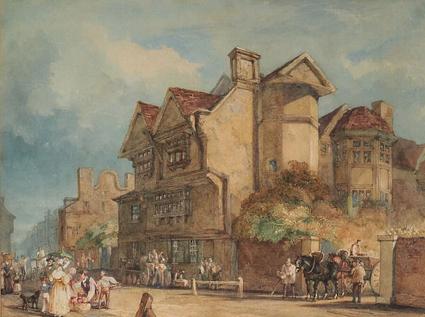 Old Houses, High Street, Rochester, 19th century (Watercolour)