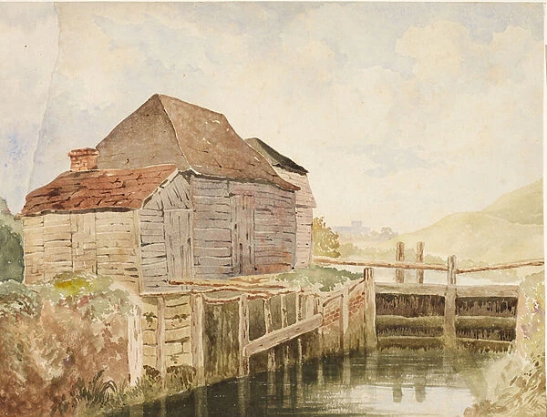Old Mill and Lock Gates (St. Catherine s), c. 1820-40 (w  /  c on paper)