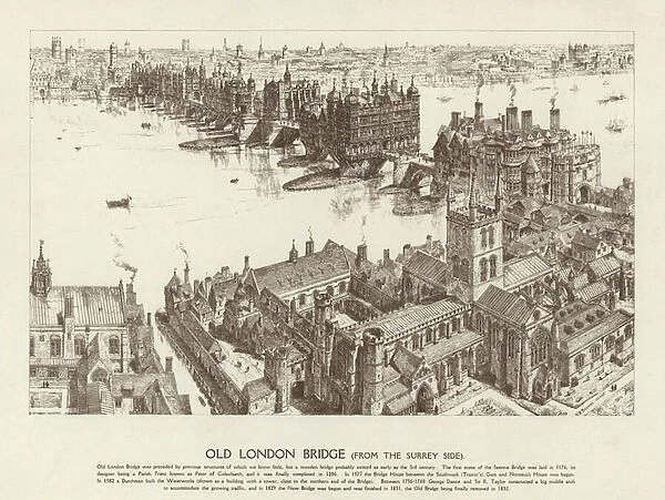 Old London Bridge (litho)