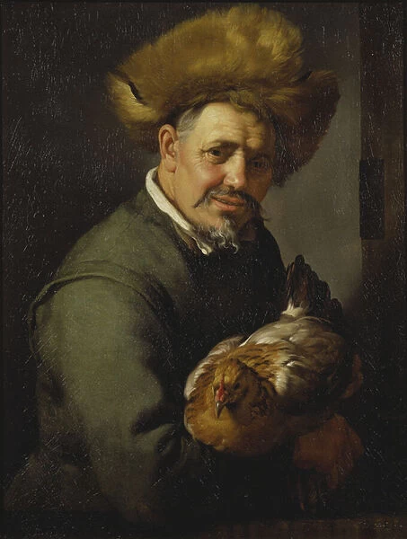 Old Man with a Hen, 1630 (oil on canvas)