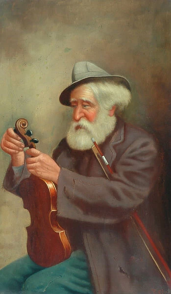 Old Man with a Violin (oil on canvas)