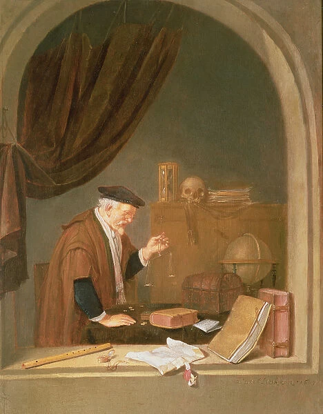 An Old Man Weighing Gold, 1667 (oil)