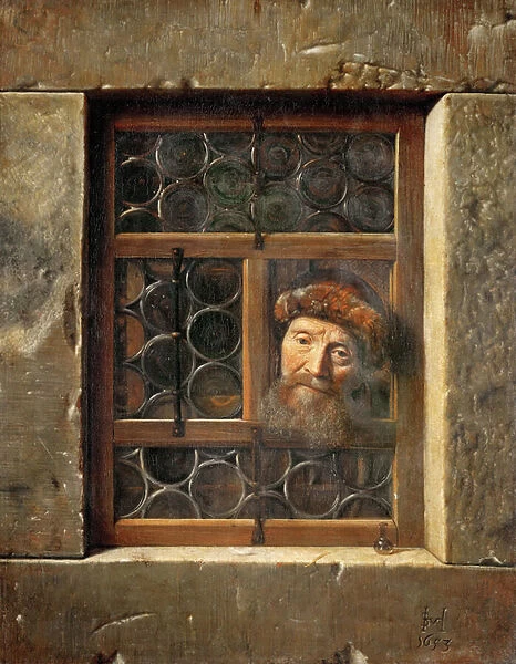 Old Man in the Window - Samuel Dirksz van Hoogstraten (1627-1678). Oil on canvas, 1653