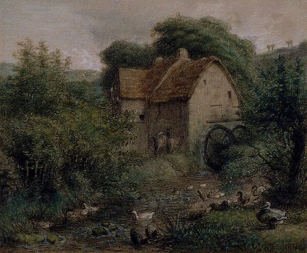 The Old Mill, 1866-70 (pastel, ink and chalk on paper laid down on board)