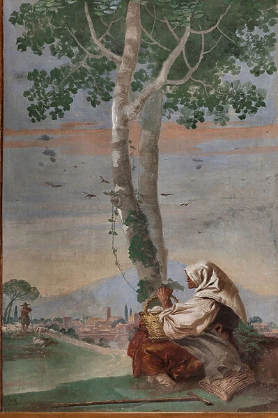 Old Peasant Woman with a Basket of Eggs, from the Foresteria (Guesthouse), 1757 (fresco)