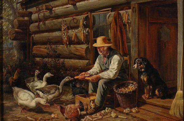 The Old Pioneer: Uncle Dan and His Pets, 1878 (oil on canvas)