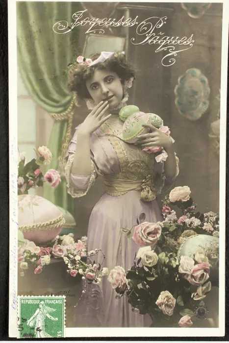Framed Print : Old postcard / Happy Easter Framed Print : Old postcard / Happy Easter